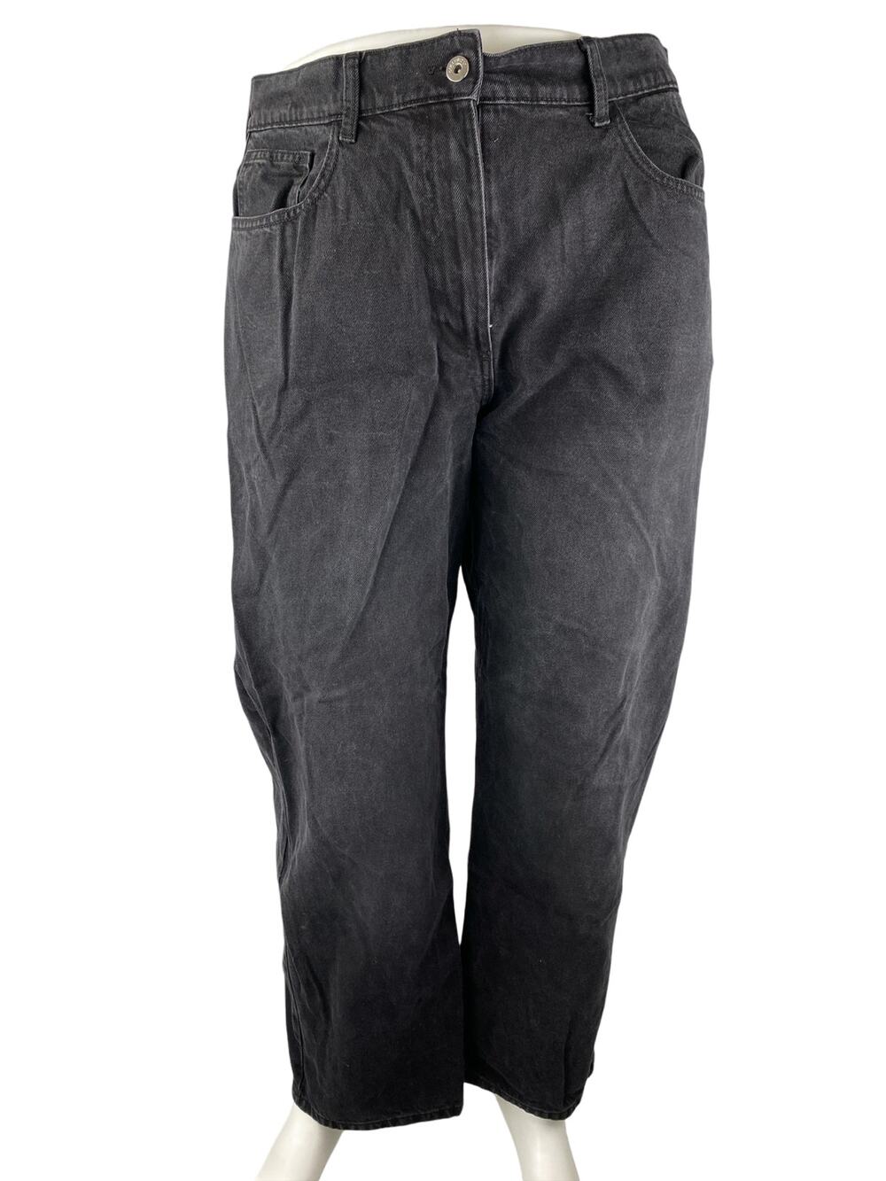 Collusion Women's Black Washed High Waisted Straight Leg Denim Jeans Size 34x32